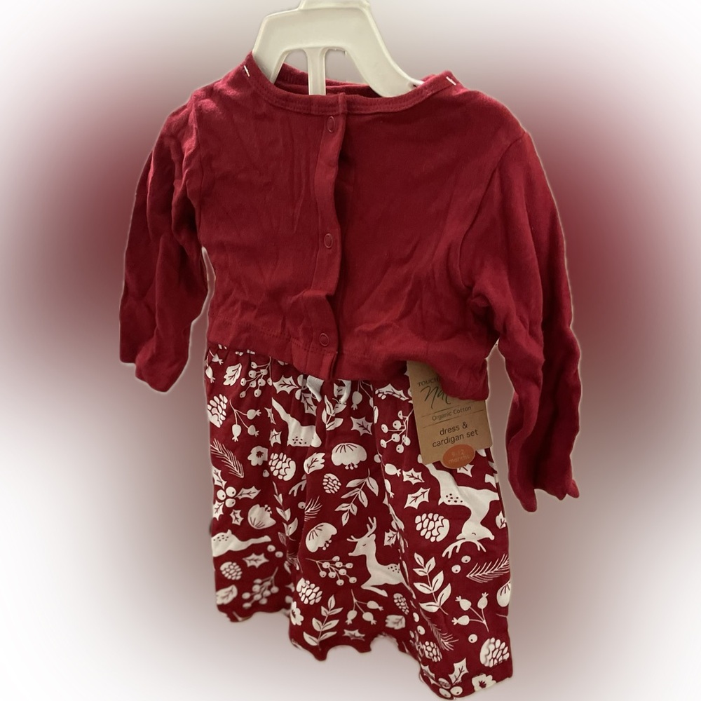 Touched by Nature Infant Organic Cotton Dress and Cardigan, Size 9-12 months